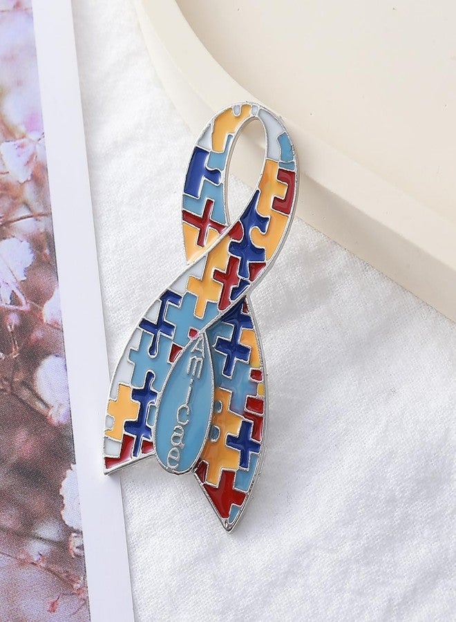 HUSURU Greek ZA Sorority Jewelry Autism Puzzle Piece Ribbon Amicae Pin Brooch Soceity Members Gifts Survivor Jewelry - Image 3
